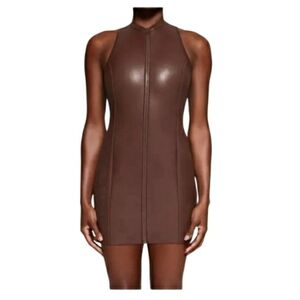 NWT SKIMS Rubberized Scuba Swim Mock Neck Dress- M